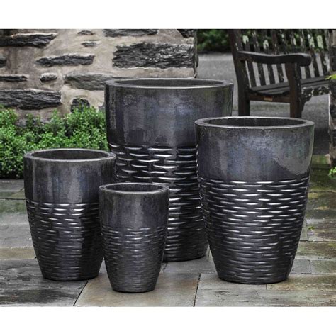 Hyphen Ice Black Ceramic Tall Planters | Kinsey Garden Decor | Planters, Terracotta, Planter pots