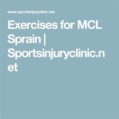 Exercises for MCL Sprain | Sportsinjuryclinic.net | Mcl sprain, Sprain ...