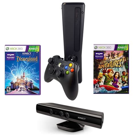 Refurbished Xbox 360 Slim 4GB Console with Sensor Kinect Adventures and Disneyland Games ...