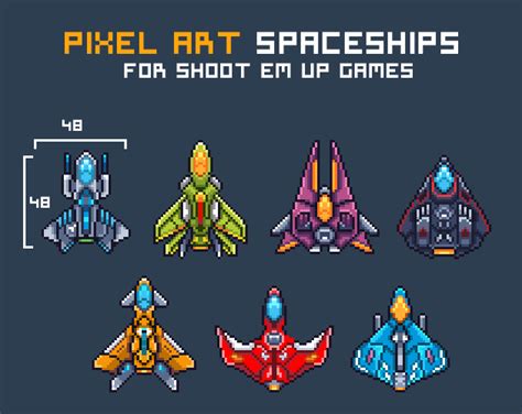 Pixel Art Spaceships for SHMUP Game Asset by DyLESTorm