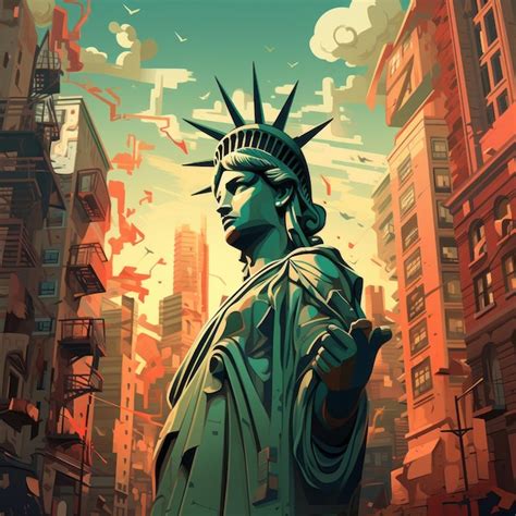 Premium Photo | Guardian of Two Worlds The Statue of Liberty Awakens