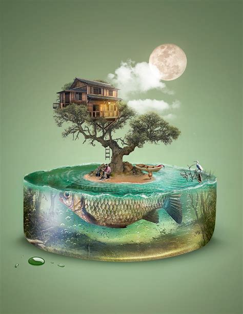 Fishing on Behance Art And Illustration, Photomontage, Creation Art, Plakat Design, 3d Fantasy ...