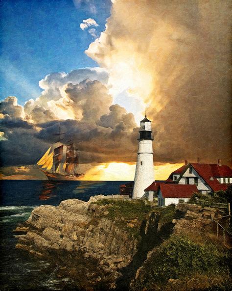 Portland Head Lighthouse Digital Art by Lianne Schneider