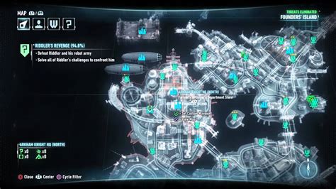 Batman Arkham Knight Riddler Trophies Map