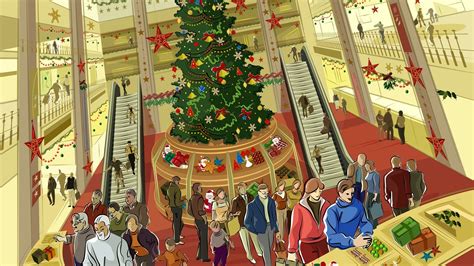 Christmas Shopping Mall 1920x1080 (1080p) - Wallpaper ...