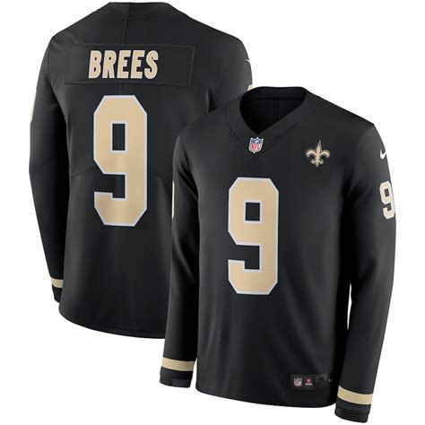 Men's Nike Drew Brees Black New Orleans Saints Therma Long Sleeve ...