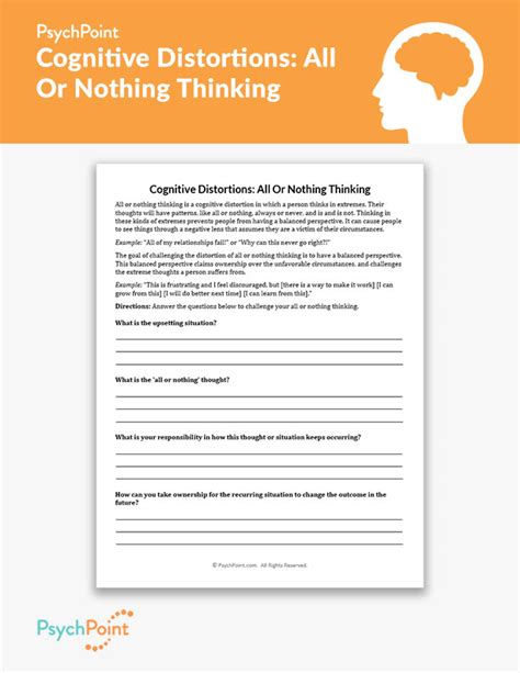 Cognitive Distortions: All Or Nothing Thinking Worksheet | PsychPoint