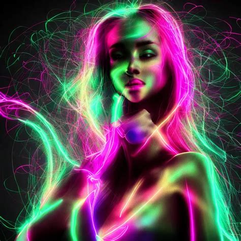 neon girl on black background, 4k, 8k, hdr, octane r... | OpenArt