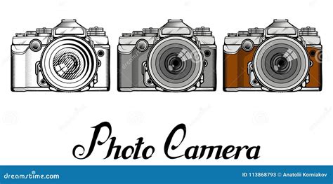 Set of Retro Camera logo. stock vector. Illustration of professional - 113868793