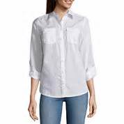 Tall Size Button-front Shirts White Tops for Women - JCPenney