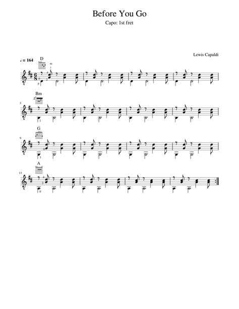 Before You Go Sheet music for Guitar (Solo) | Musescore.com