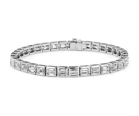 Emerald-Cut Diamond Eternity Line Tennis Bracelet in Platinum (11 1/10 ct. tw.) | Blue Nile