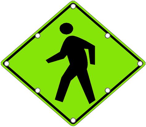 Flashing Led W11-2 Pedestrian Crossing Sign Yg - Oamaru (768x768), Png Download
