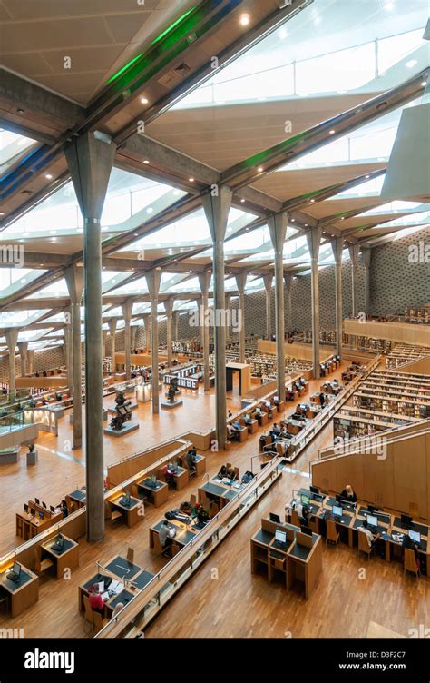 Interior of Main Reading Room of Bibliotheca Alexandrina (Library of Alexandria), Egypt Stock ...