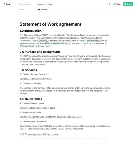 Statement of Work (SOW) template - free to use