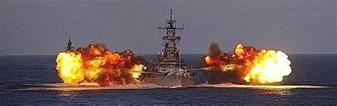 Battleship New Jersey firing a double-broadside - a photo on Flickriver