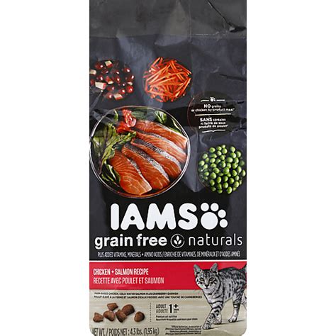 Iams Grain Free Naturals Chicken + Salmon Recipe Adult Cat Food 4.3 lb ...