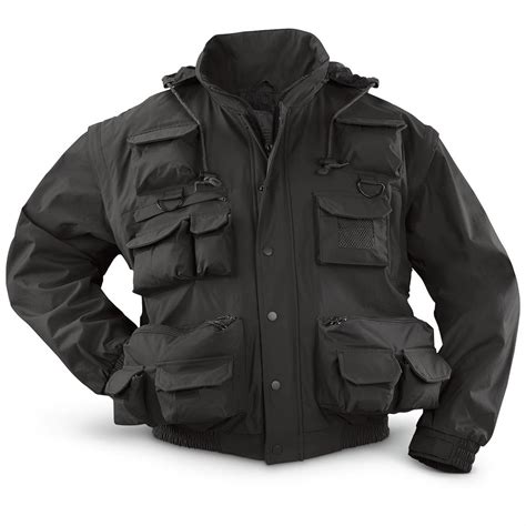 Tactical Duty Waterproof, Windproof Jacket with Zip-off Sleeves, Black ...