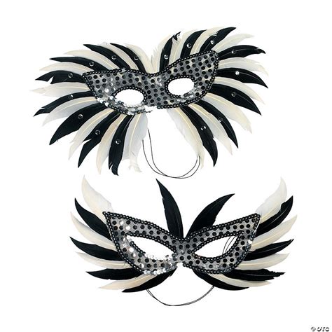 Silver Mardi Gras Feather Masks | Oriental Trading