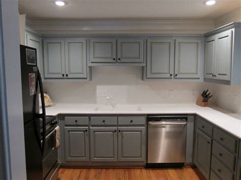 Restoleum Cabinet Transformation - blueish gray | Kitchen cabinets ...