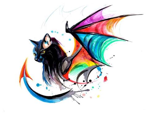 Rainbow Kitty Dragon by Lucky978: | Cat tattoo, Dragon cat, Fantasy drawings