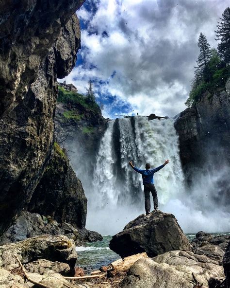 Snoqualmie Falls flows heavily after a wet winter.