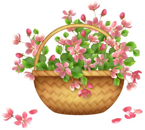 Spring Flower Basket PNG Clipart | Hanging flower baskets, Basket decoration, Flower basket