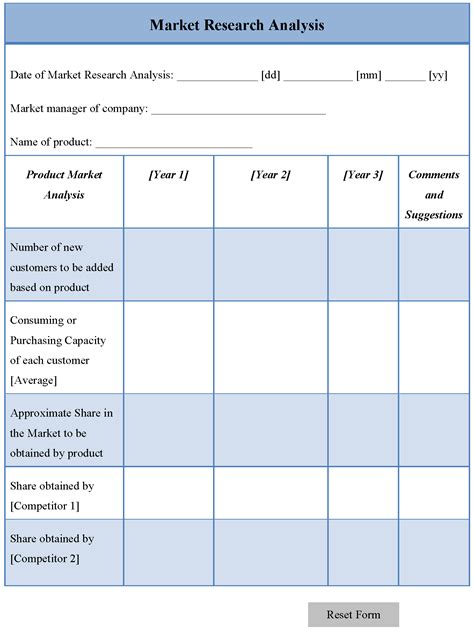 Market research analysis template | Editable PDF Forms