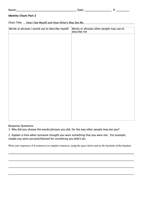 Identity Chart Worksheet printable pdf download