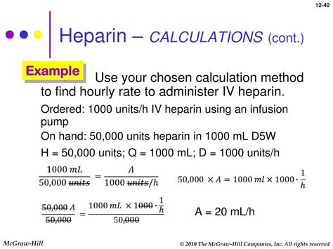 Heparin Drip Rate Calculation