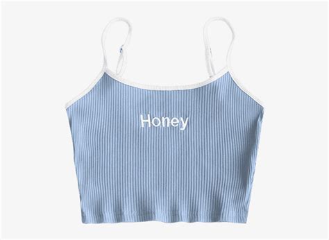 Ribbed Cropped Honey Embroidered Tank Top - Honey Crop Top Transparent PNG - 558x744 - Free ...