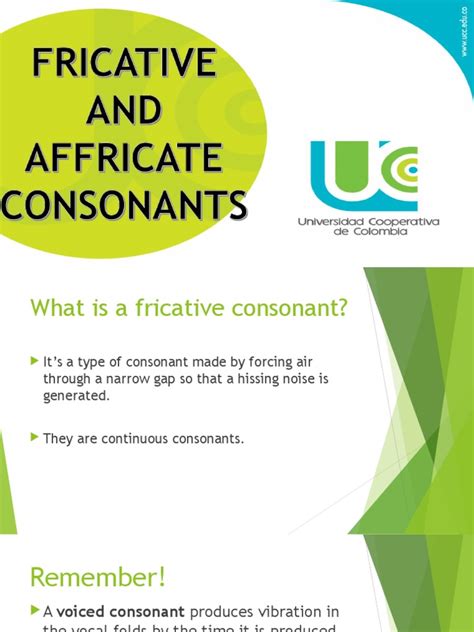 Fricative and Affricate Consonants | PDF | Languages | Language Arts ...