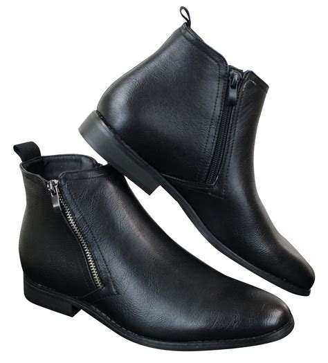 Mens PU Leather Zip-Up Ankle Boots | Happy Gentleman