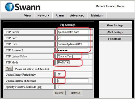 Configure Swann network camera to upload video clips or image snapshots to Camera FTP Server