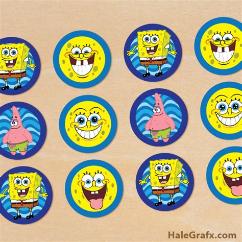 FREE Printable Spongebob Squarepants Cupcake Toppers