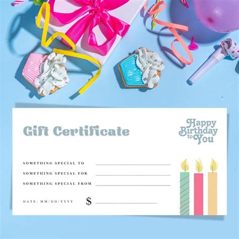 Happy Birthday Gift Certificate Canva Template, Editable Gift Coupon ...