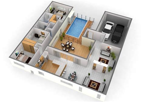 3D Modern Home Design Plans Ideas | Interiores de casas pequeñas, Casas de 1 piso, Planos de ...