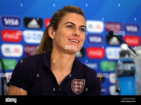 England Women's Karen Carney during a press conference at the Stade de Nice Stock Photo - Alamy