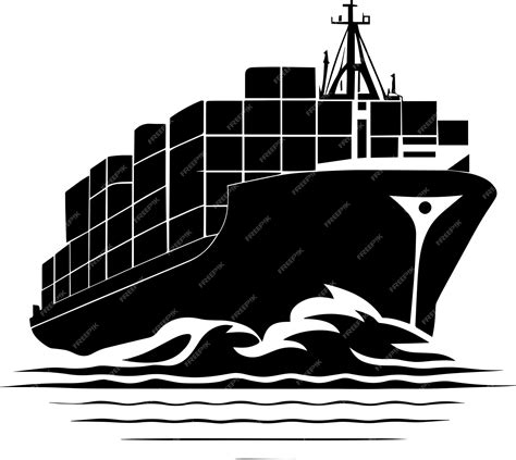 Premium Vector | Container ship logo monochrome design style