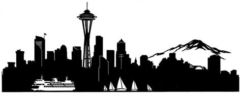 Illustrations | Seattle skyline silhouette, Seattle skyline art ...