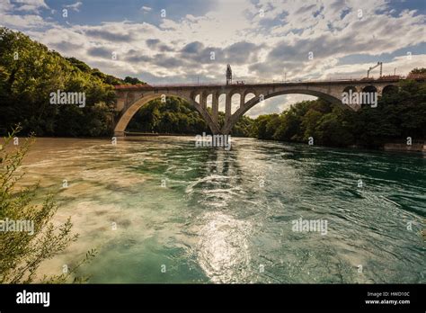 Confluence of the Rhone and Arve Rivers in Geneva. Geneva, Switzerland ...