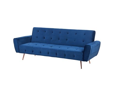 Velvet Sofa Bed Blue SELNES | Beliani.co.uk
