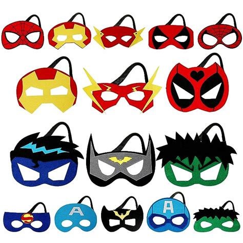 Buy 16 Pack Superhero Masks Super Hero Half Masks for Kids Felt Eye Masks Superhero Dress Up ...