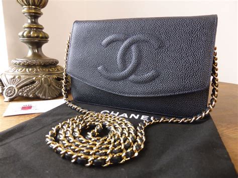 Chanel Vintage Wallet on Chain in Navy Caviar with Gold Hardware - SOLD