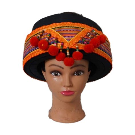 Orange hmong vietnamese hat