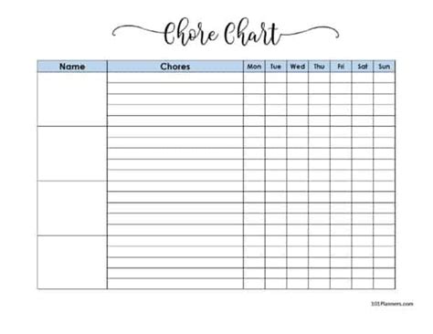 FREE Printable Family Chore Chart | Many Templates are Available