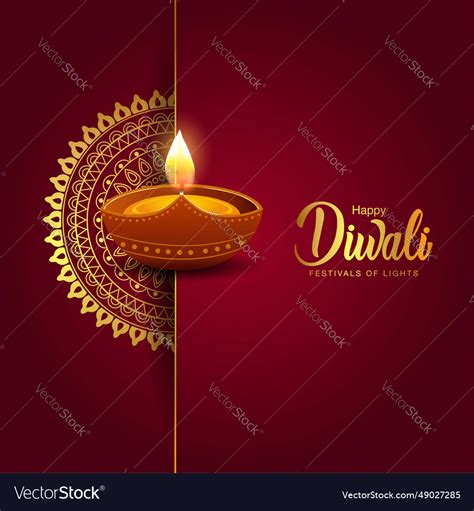 Happy diwali greetings rangoli decoration Vector Image