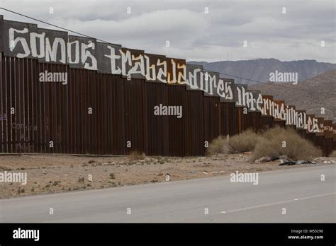 Border Wall on USA-Mexico border between Ciudad Juarez, Chihuahua and El Paso, Texas from the ...