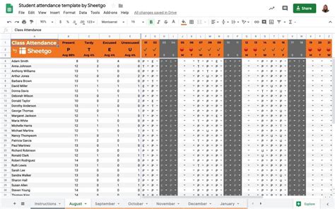 Student attendance tracker template in Google Sheets - Sheetgo Blog