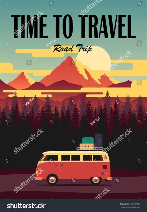 Vector Flat Poster On Theme Road Stock Vector 482909947 - Shutterstock